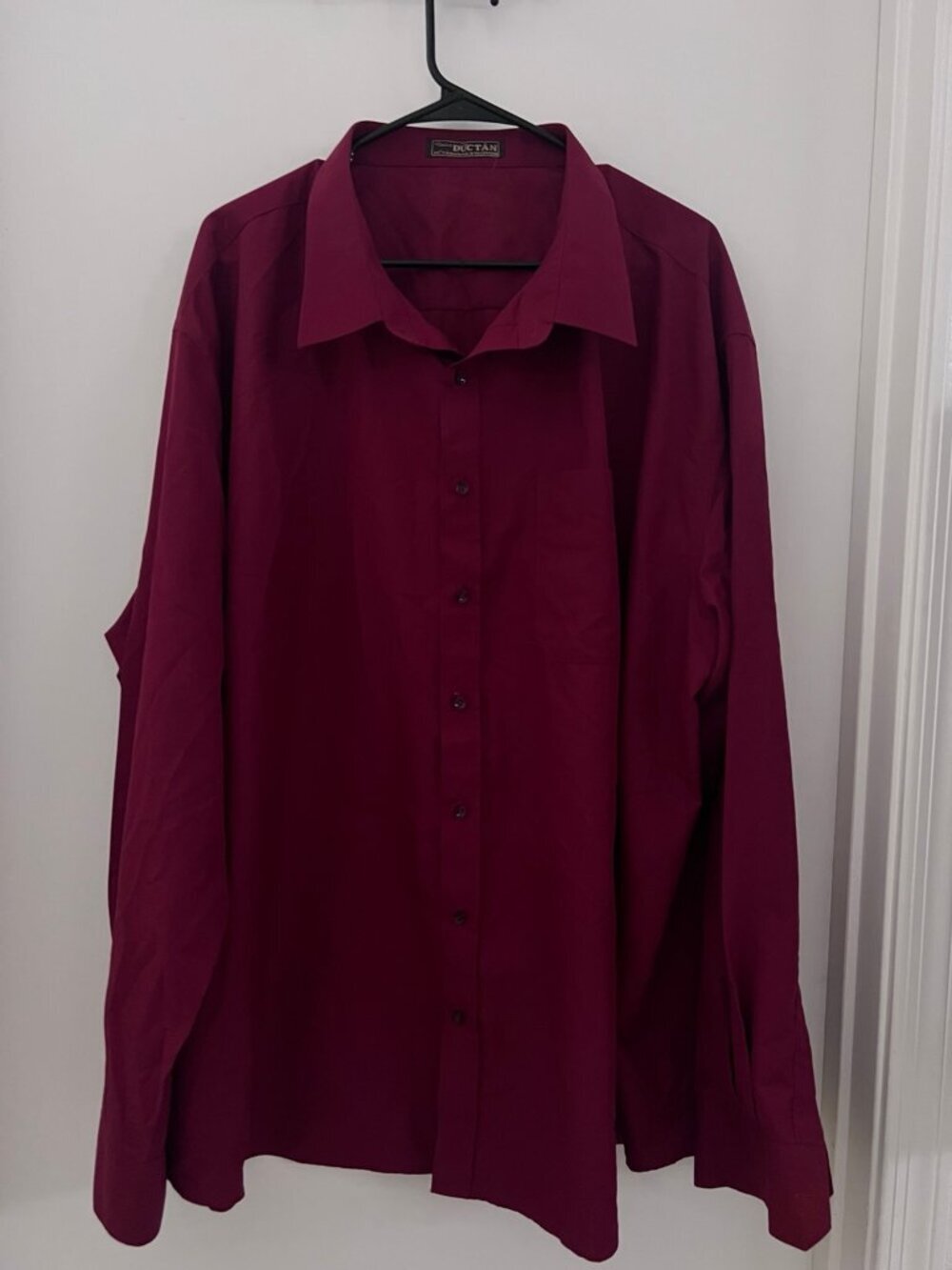 DucTan Men’s Burgundy Long Sleeve Dress Shirt Button Front Big & Tall